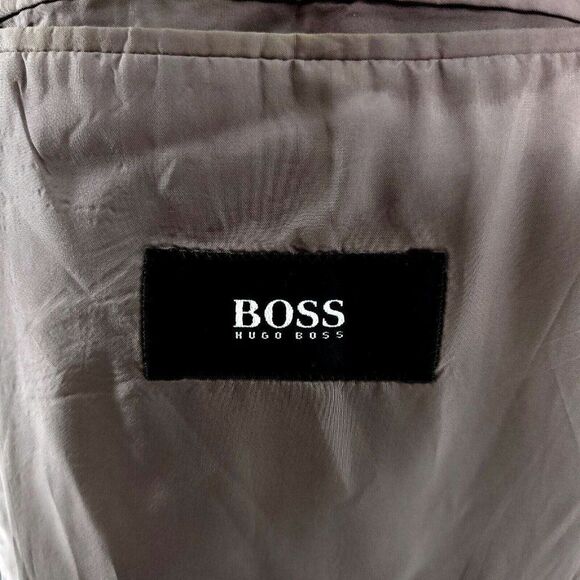 Hugo Boss Einstein Wool 3 Button Blazer 48L Gray Blue Basket Weave - Picture 8 of 14